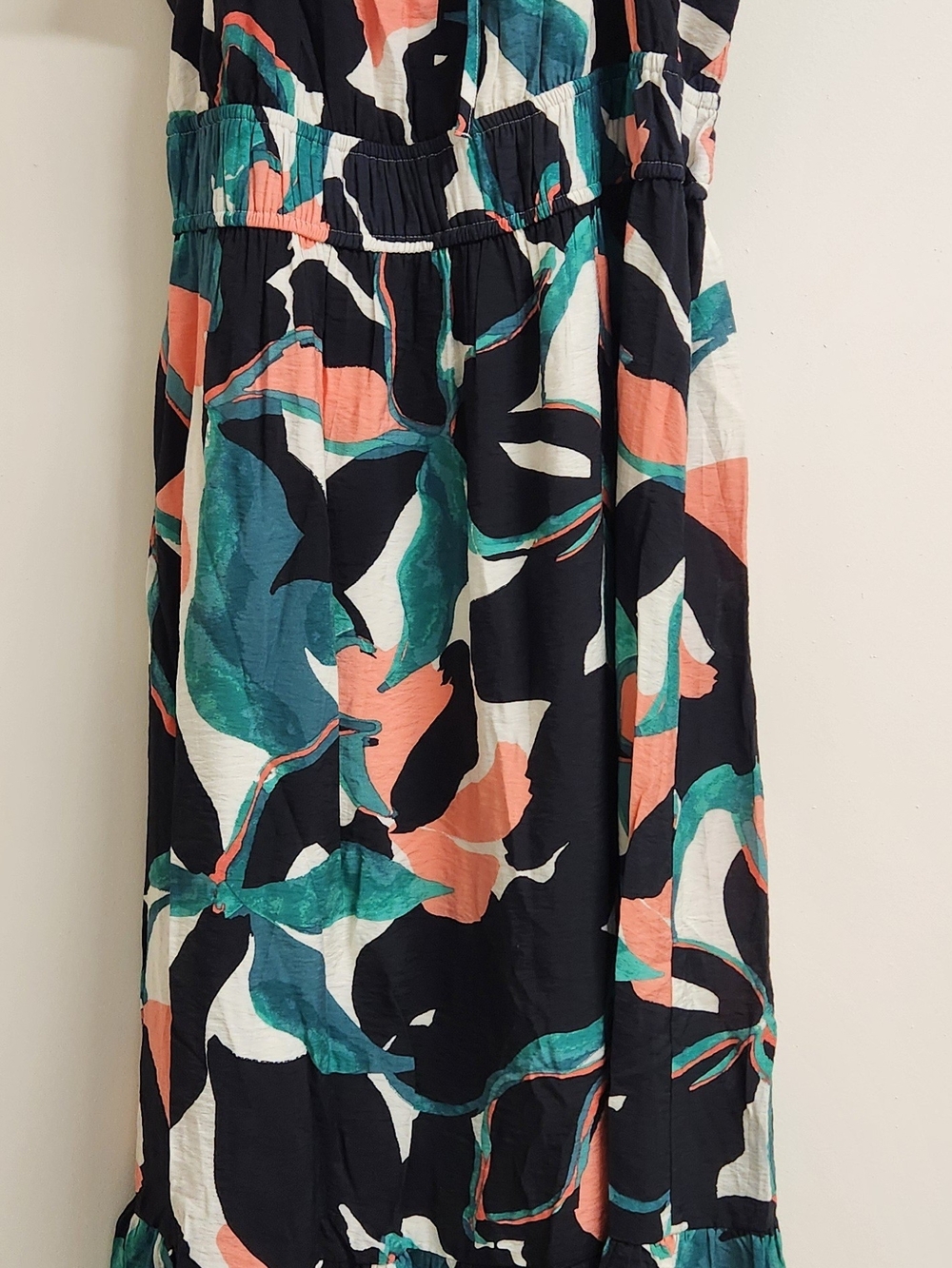 Nine West Black Maxi Dress with Teal and Coral Floral Print